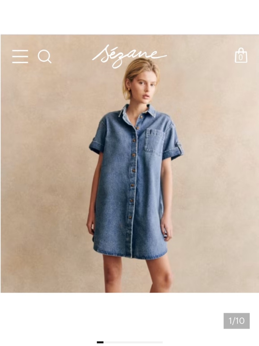 Sézane Denim Shirt Dress in Medium Blue